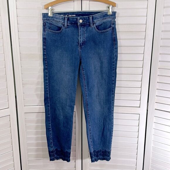Talbots Jeans Size 8 Flawless Mid-Rise Slim Ankle Scalloped Detail - Picture 4 of 12
